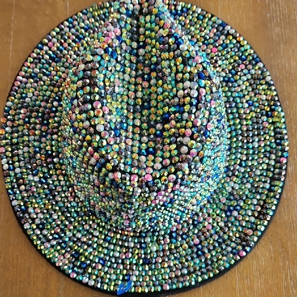 Multicolor Rhinestone Fedora Hat - Picture 2 of 10